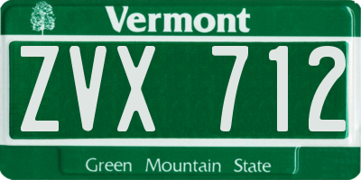 VT license plate ZVX712