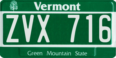 VT license plate ZVX716