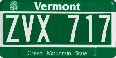 VT license plate ZVX717