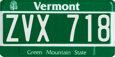 VT license plate ZVX718