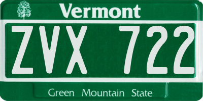 VT license plate ZVX722