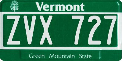 VT license plate ZVX727