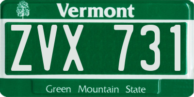 VT license plate ZVX731