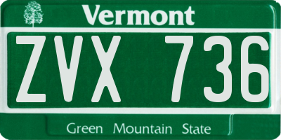 VT license plate ZVX736