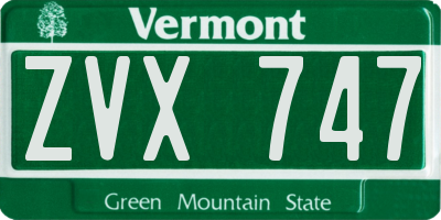 VT license plate ZVX747
