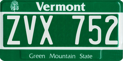 VT license plate ZVX752