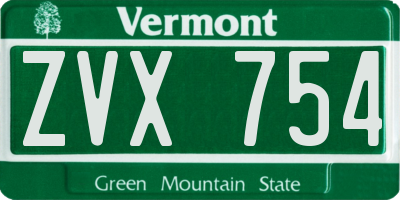 VT license plate ZVX754