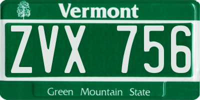 VT license plate ZVX756
