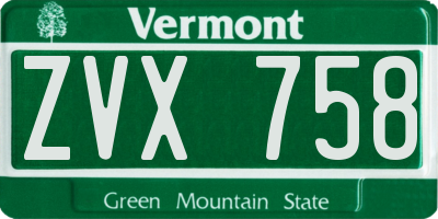 VT license plate ZVX758