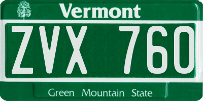 VT license plate ZVX760