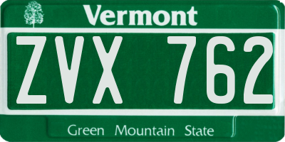 VT license plate ZVX762