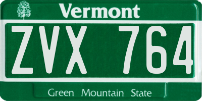 VT license plate ZVX764