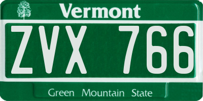VT license plate ZVX766