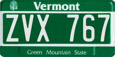VT license plate ZVX767