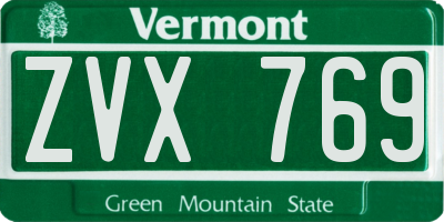 VT license plate ZVX769