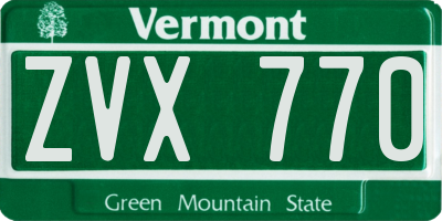 VT license plate ZVX770