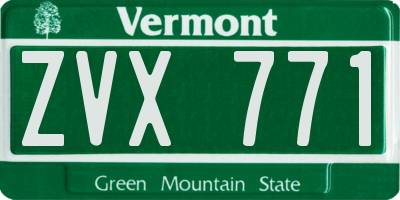 VT license plate ZVX771