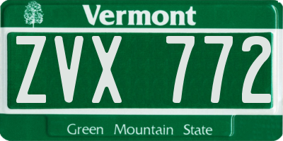VT license plate ZVX772