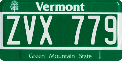 VT license plate ZVX779