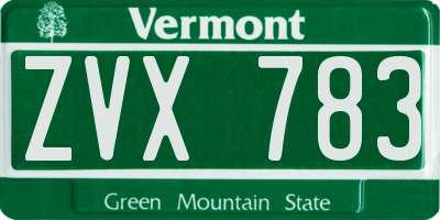 VT license plate ZVX783
