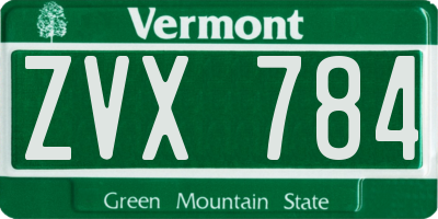 VT license plate ZVX784