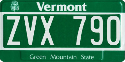 VT license plate ZVX790
