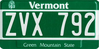 VT license plate ZVX792