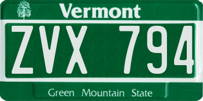 VT license plate ZVX794