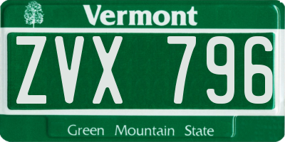 VT license plate ZVX796