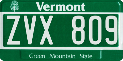 VT license plate ZVX809