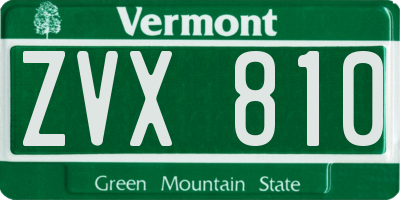 VT license plate ZVX810
