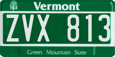 VT license plate ZVX813