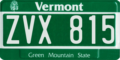 VT license plate ZVX815