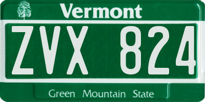 VT license plate ZVX824