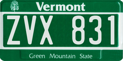 VT license plate ZVX831