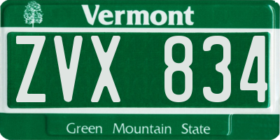 VT license plate ZVX834