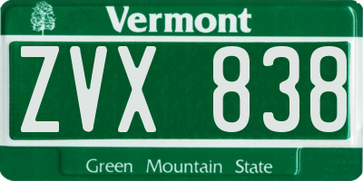 VT license plate ZVX838
