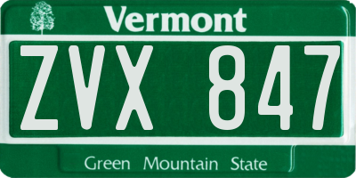 VT license plate ZVX847