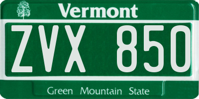 VT license plate ZVX850