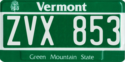 VT license plate ZVX853