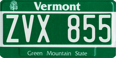 VT license plate ZVX855