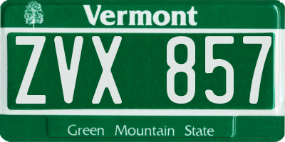 VT license plate ZVX857
