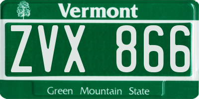 VT license plate ZVX866