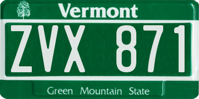 VT license plate ZVX871