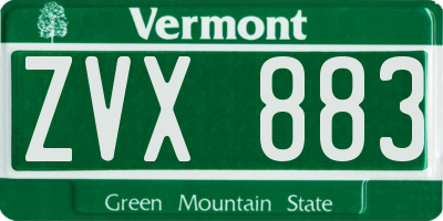 VT license plate ZVX883