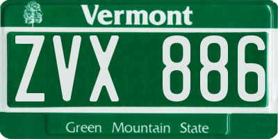 VT license plate ZVX886