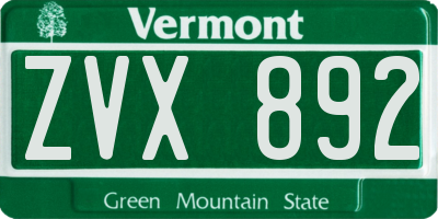 VT license plate ZVX892