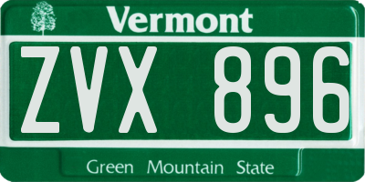 VT license plate ZVX896