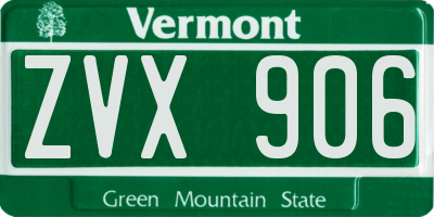 VT license plate ZVX906