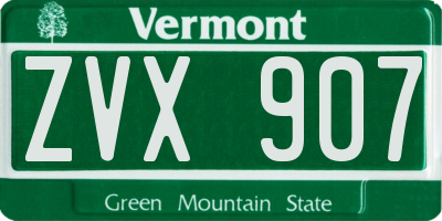 VT license plate ZVX907
